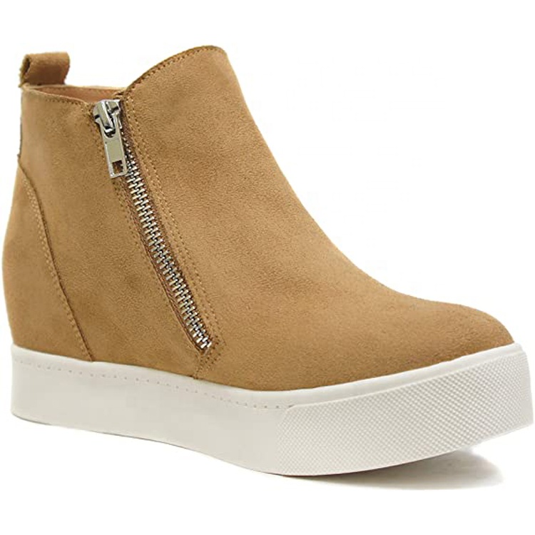 Jian Er Factory Custom Logo New Fashion Mid Top Boots Zapatos Women Men Casual Shoes With Zip